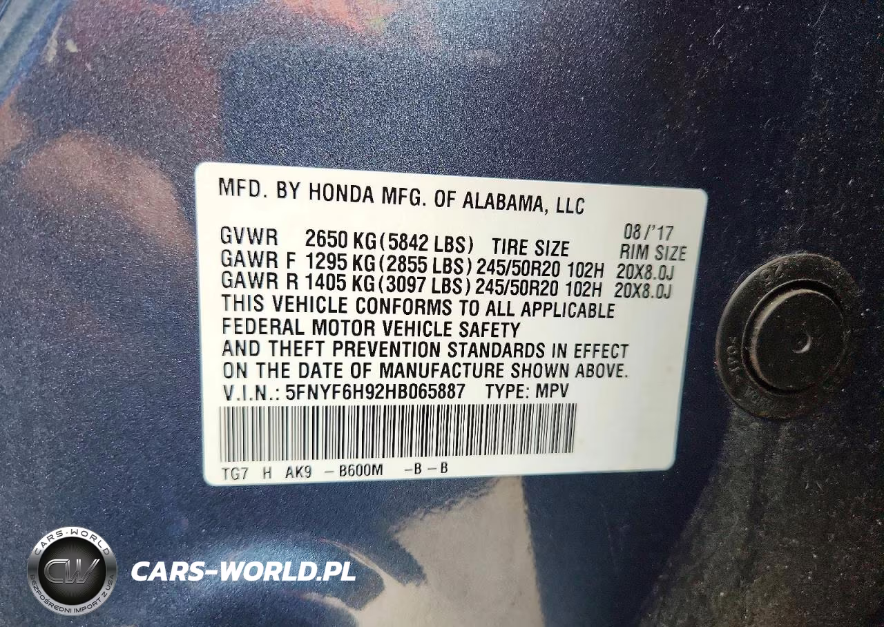 2017 Honda Pilot Touring VIN:5FNYF6H92HB065887 - 13