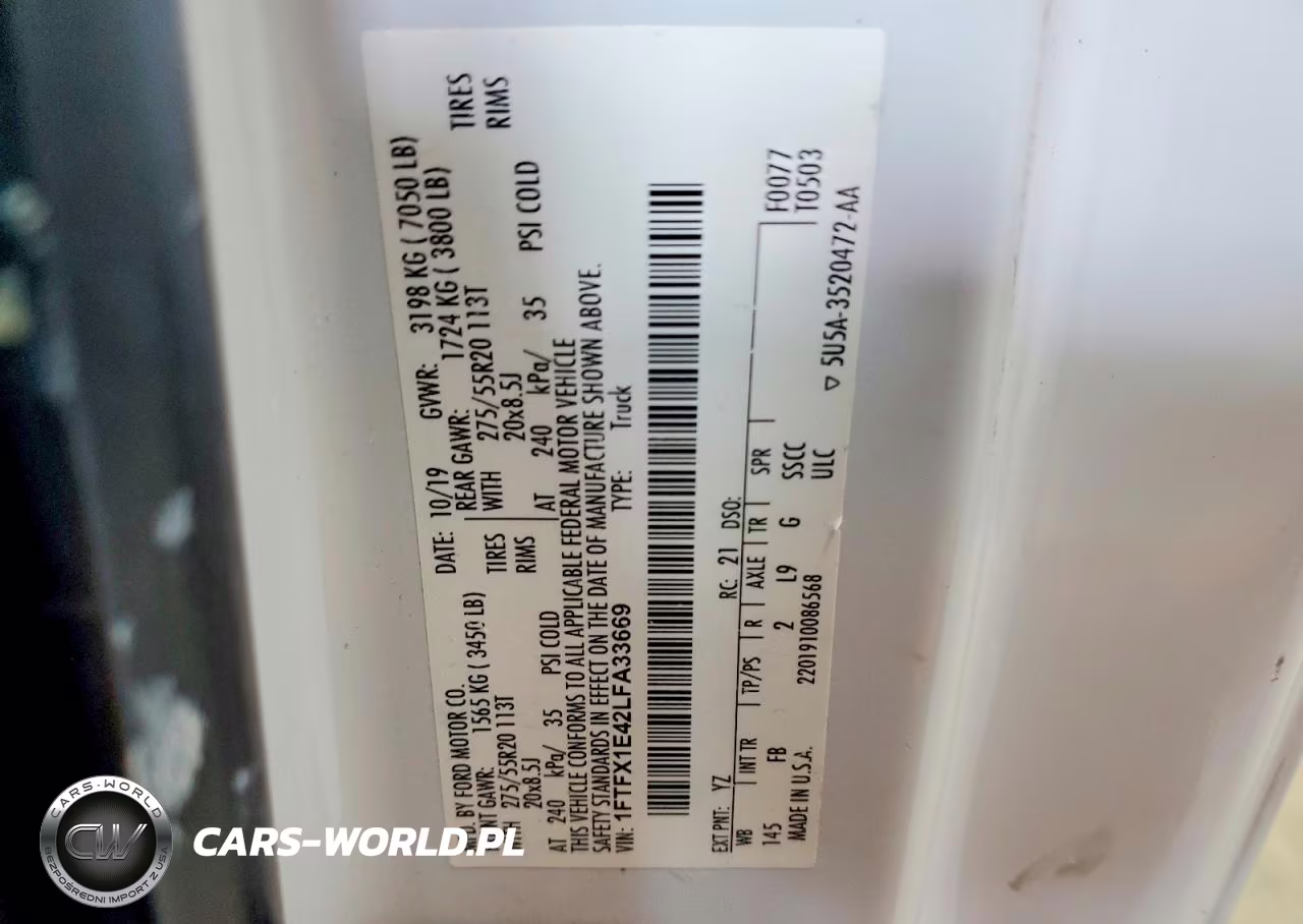 2020 Ford F150 Super Cab VIN:1FTFX1E42LFA33669 - 12