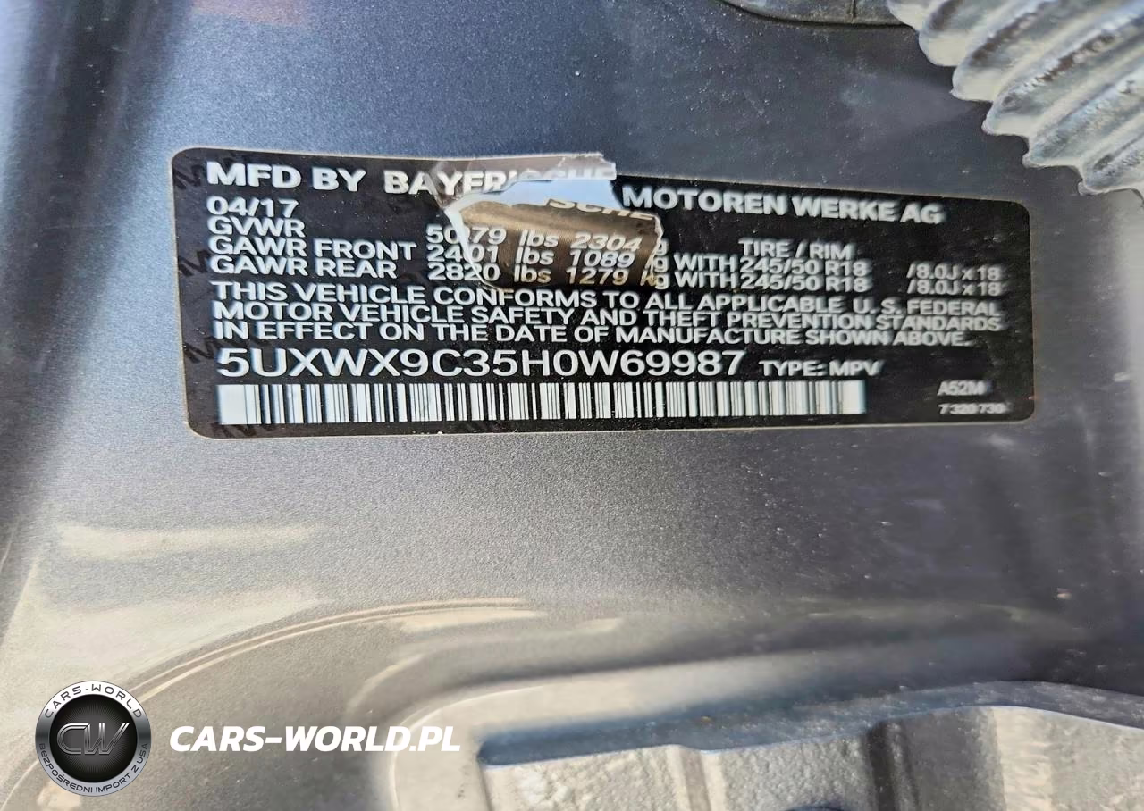 2017 BMW X3 xDrive28I VIN:5UXWX9C35H0W69987 - 14