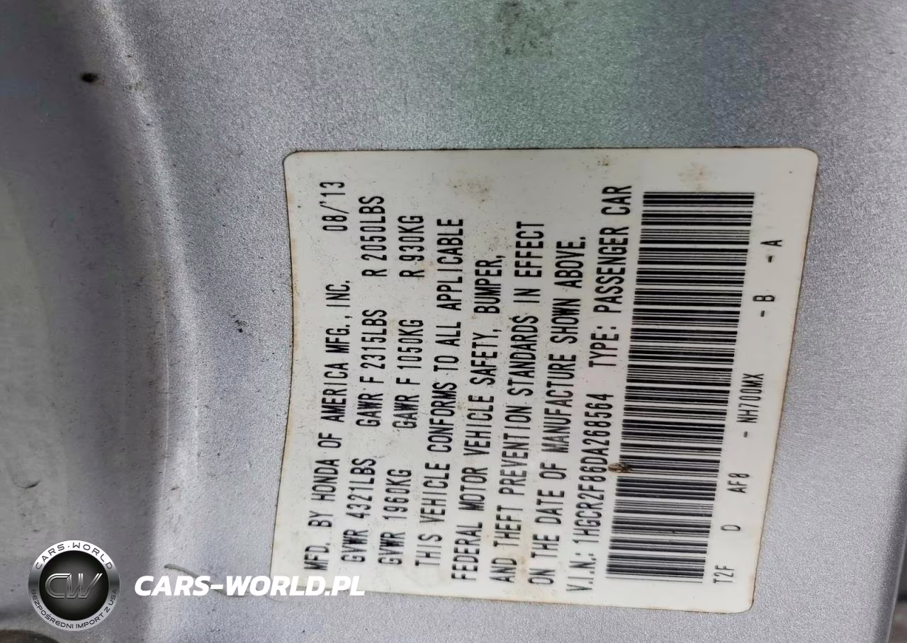 2013 Honda Accord Exl VIN:1HGCR2F86DA268564 - 12