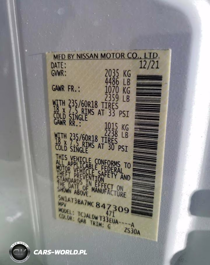 2021 Nissan Rogue Sv VIN:5N1AT3BA7MC847309 - 13