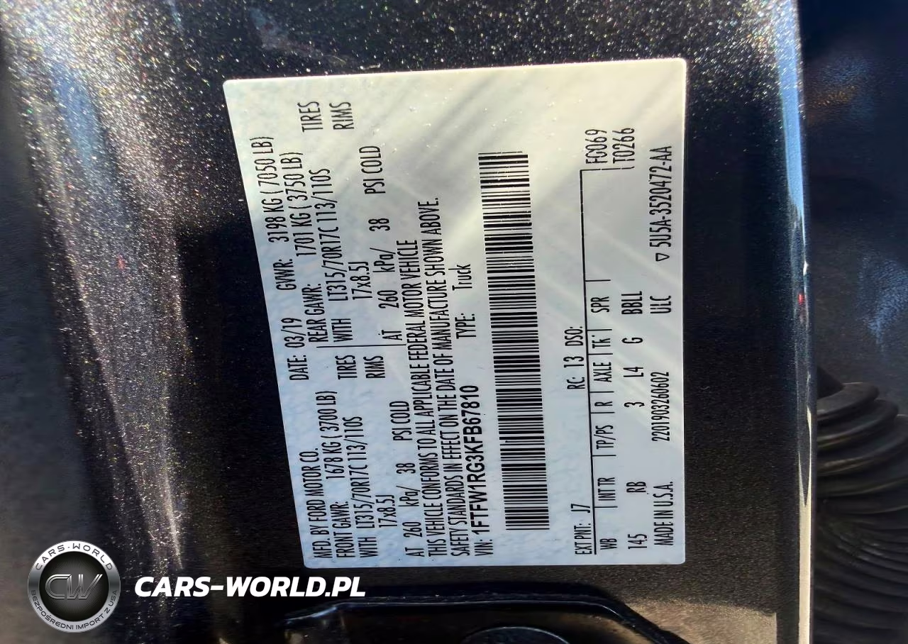 2019 Ford F150 Raptor VIN:1FTFW1RG3KFB67810 - 14