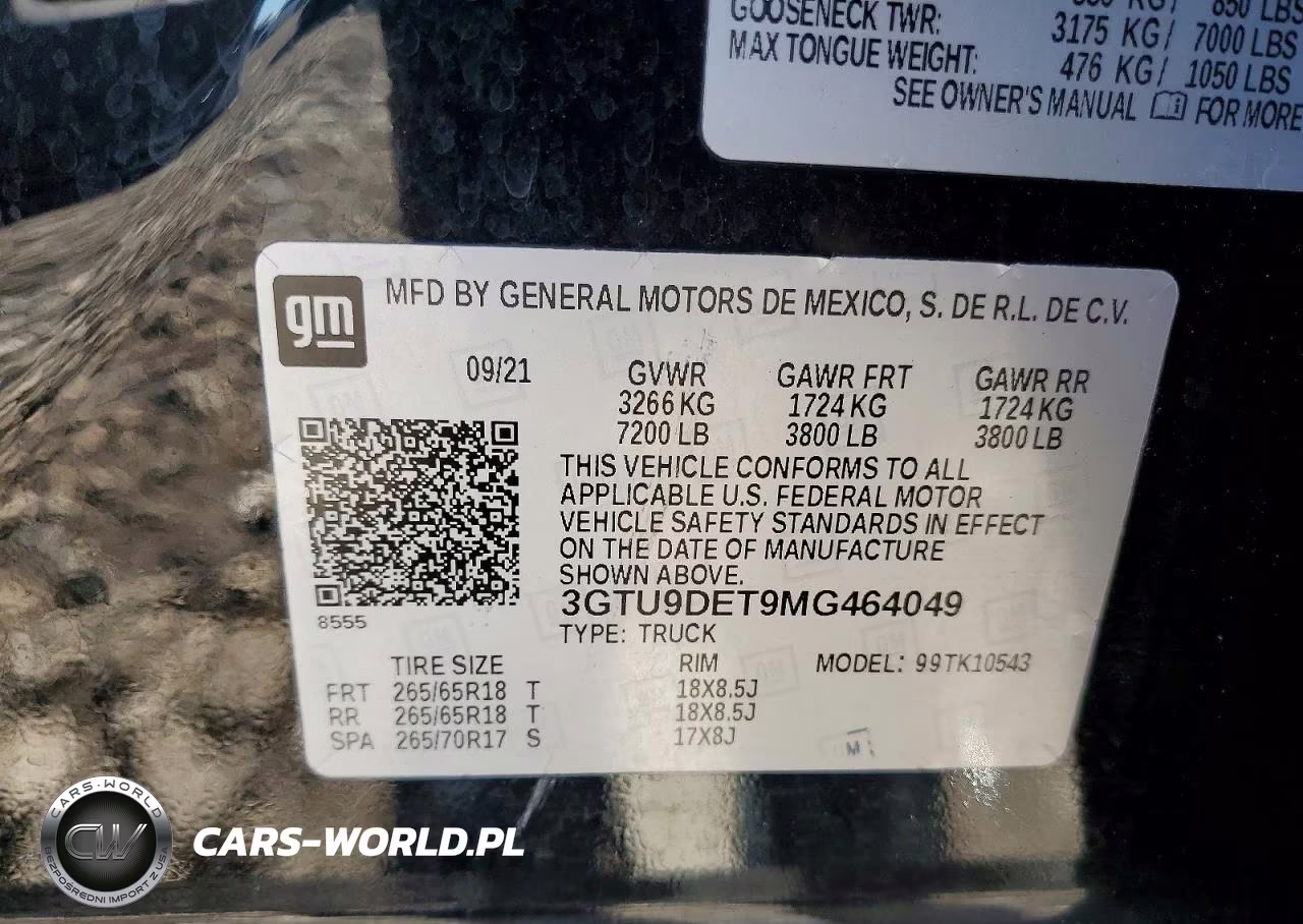 2021 GMC Sierra K1500 Slt VIN:3GTU9DET9MG464049 - 12