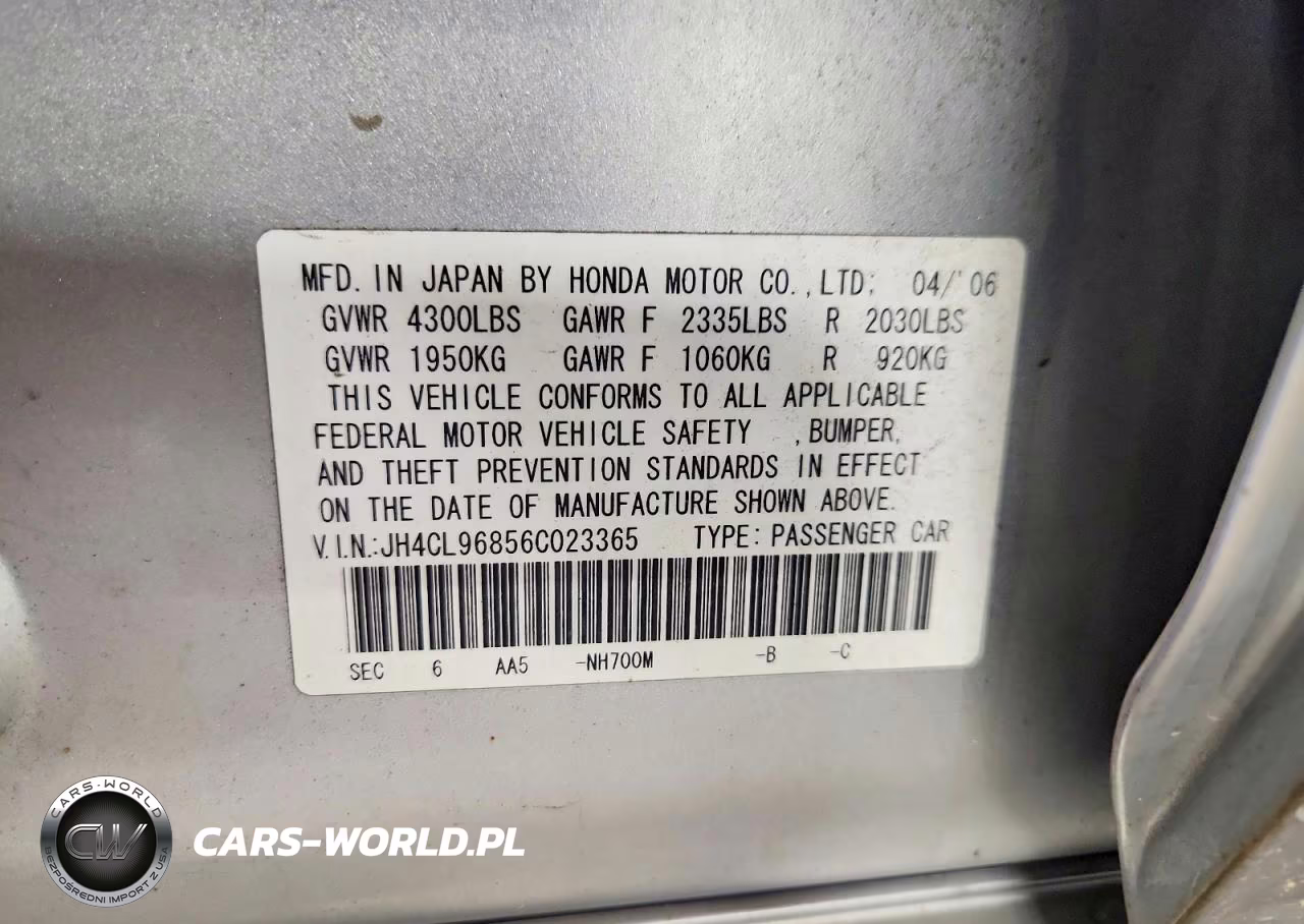2006 Acura Tsx VIN:JH4CL96856C023365 - 12