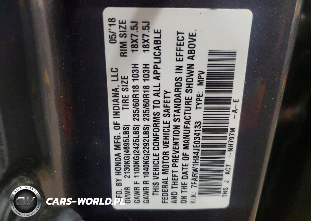 2018 Honda Cr-V Exl VIN:7FARW1H84JE034133 - 13