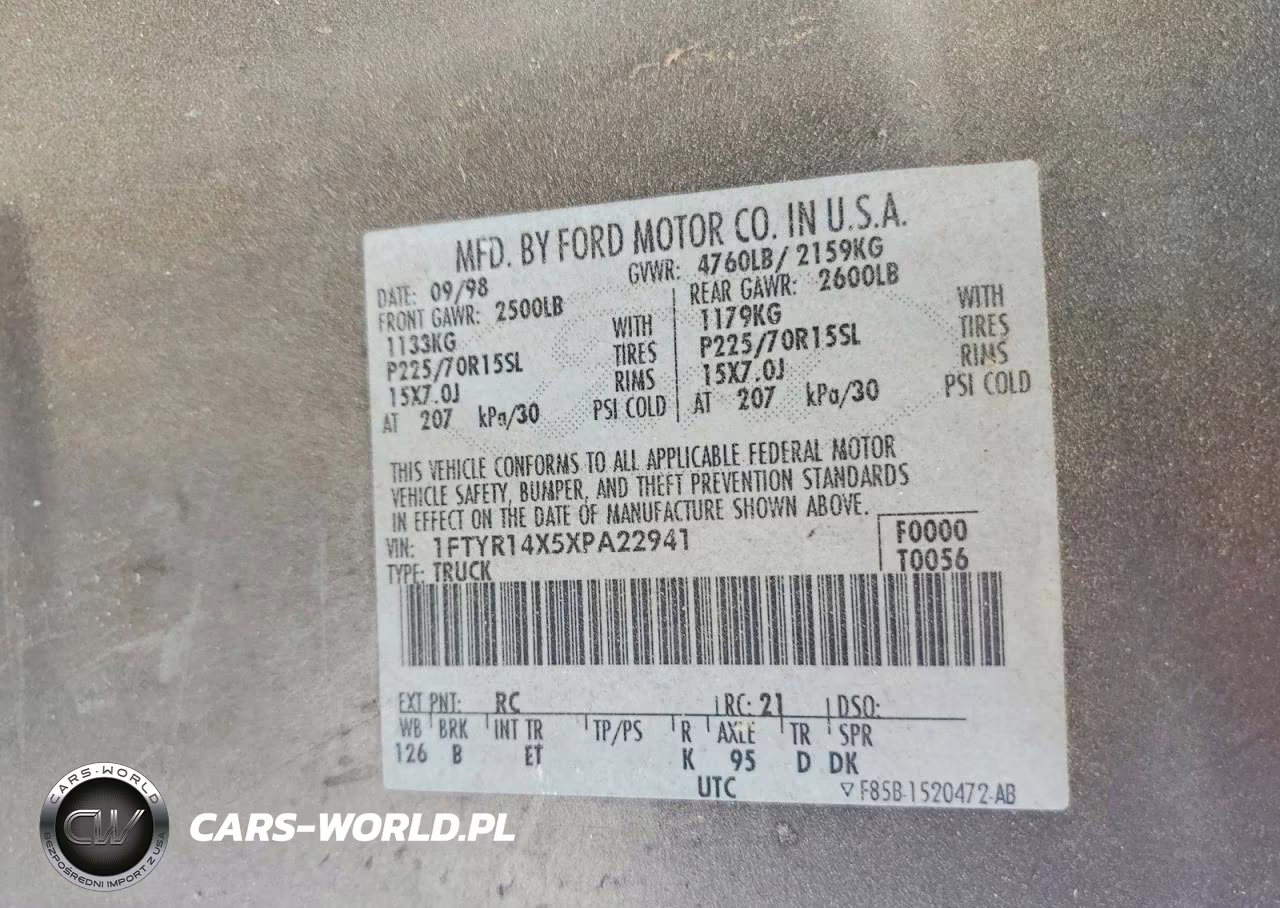 1999 Ford Ranger VIN:1FTYR14X5XPA22941 - 12