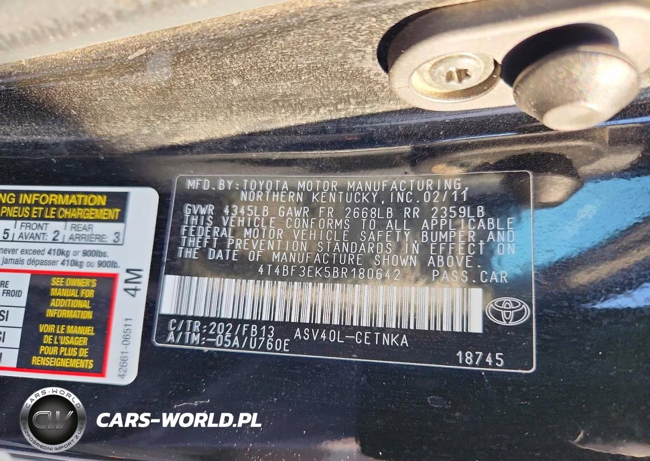 2011 Toyota Camry Le VIN:4T4BF3EK5BR180642 - 12