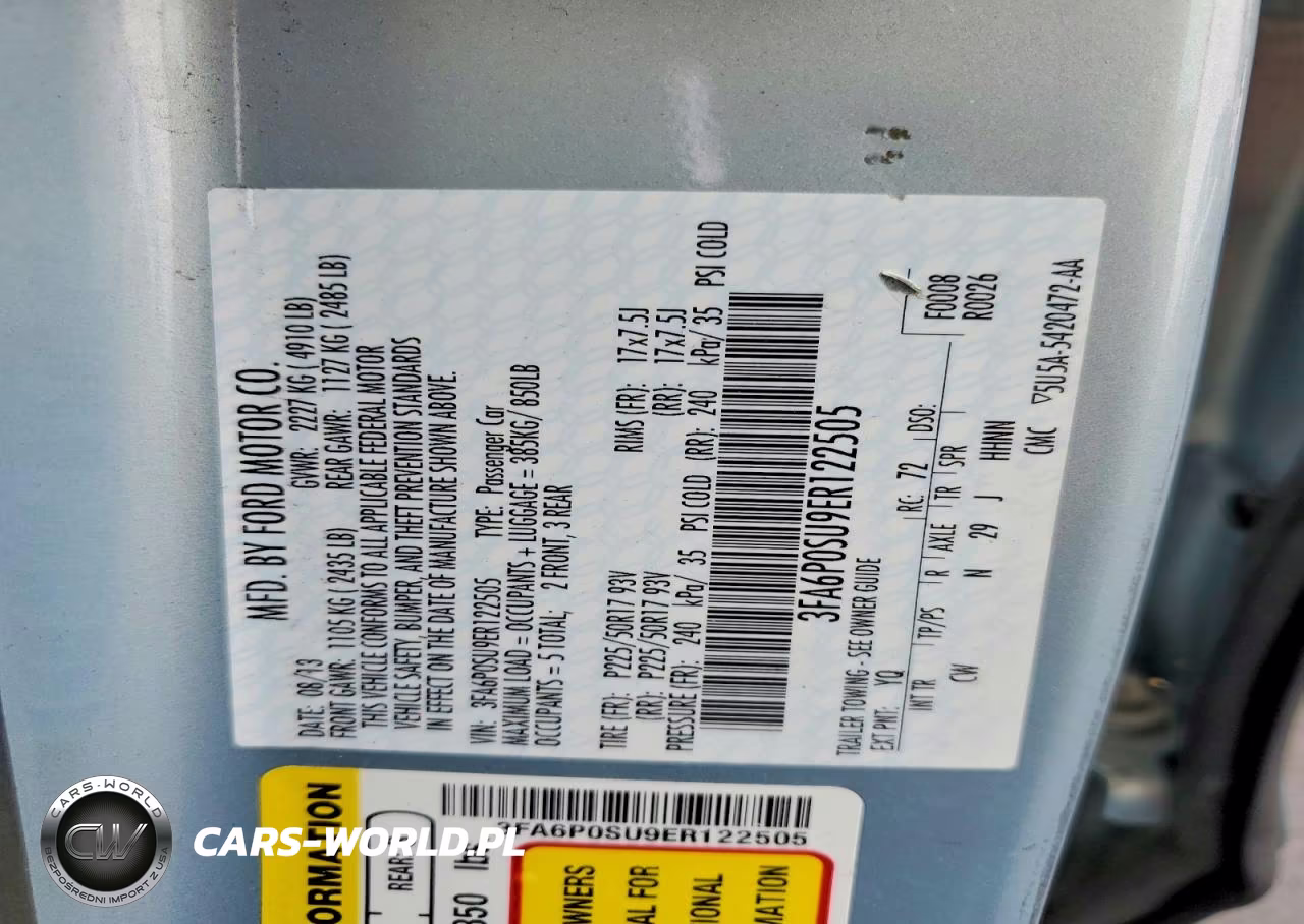 2014 Ford Fusion Titanium Phev VIN:3FA6P0SU9ER122505 - 12