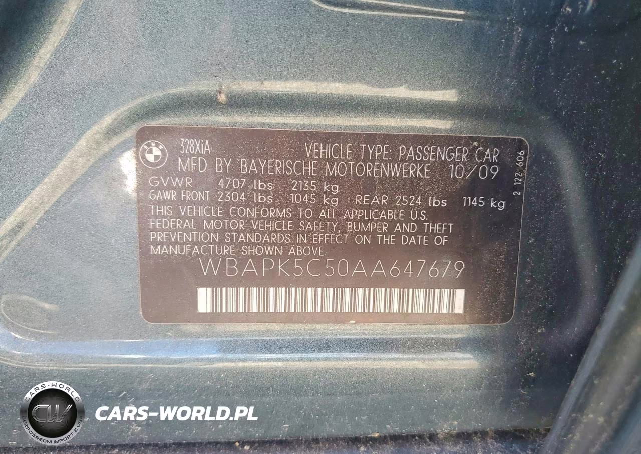 2010 BMW 328 Xi Sulev VIN:WBAPK5C50AA647679 - 12