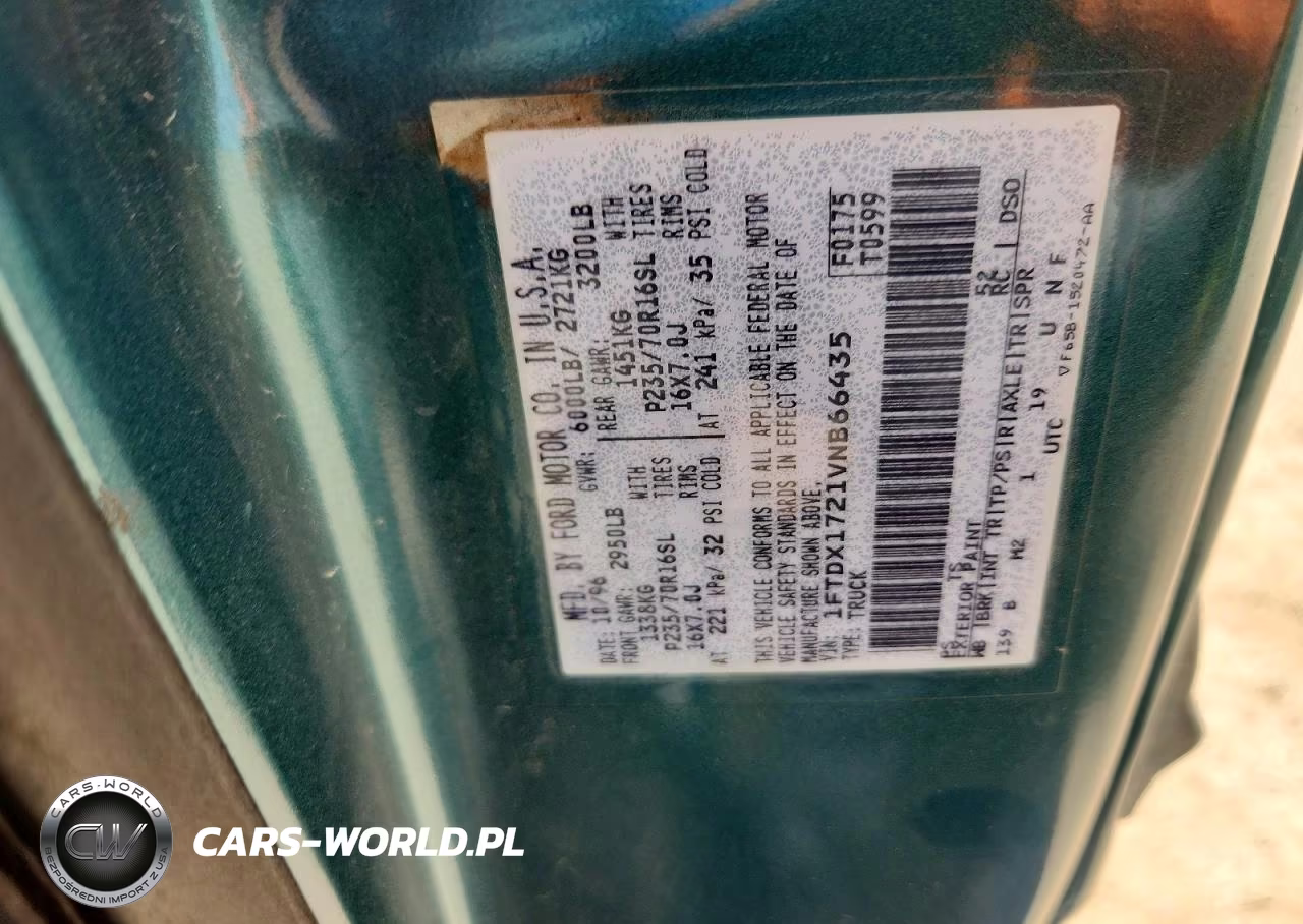 1997 Ford F150 VIN:1FTDX1721VNB66435 - 12