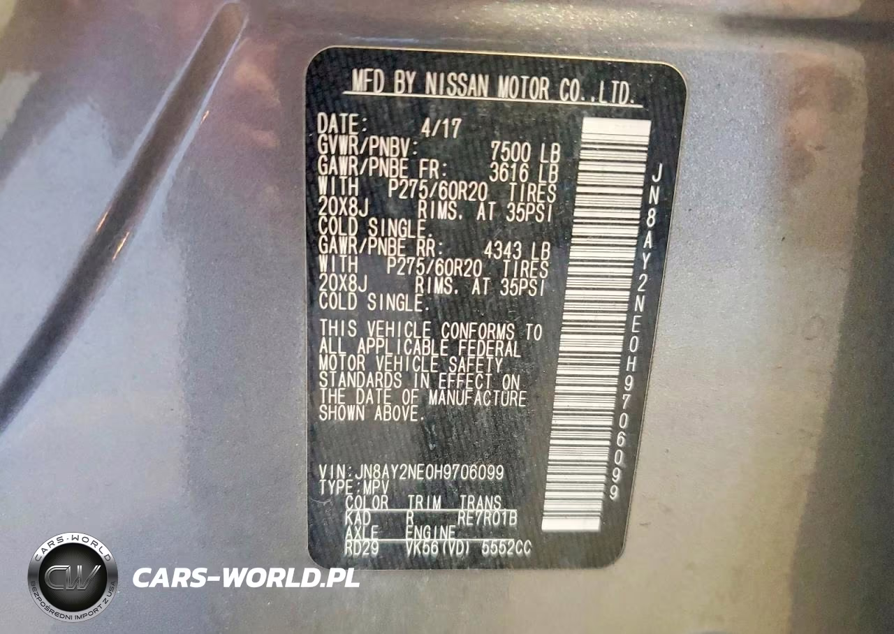 2017 Nissan Armada Platinum VIN:JN8AY2NE0H9706099 - 13