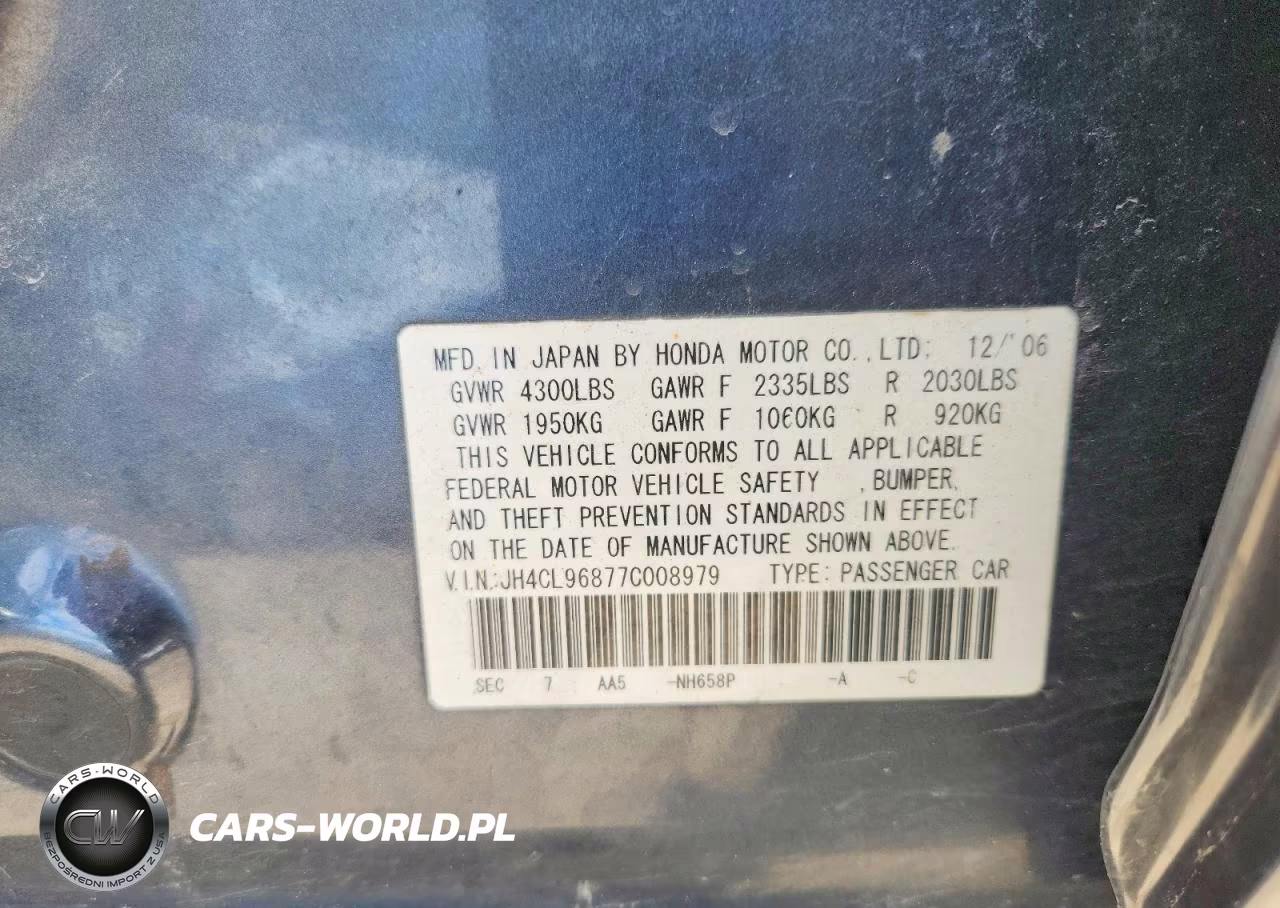 2007 Acura Tsx VIN:JH4CL96877C008979 - 13
