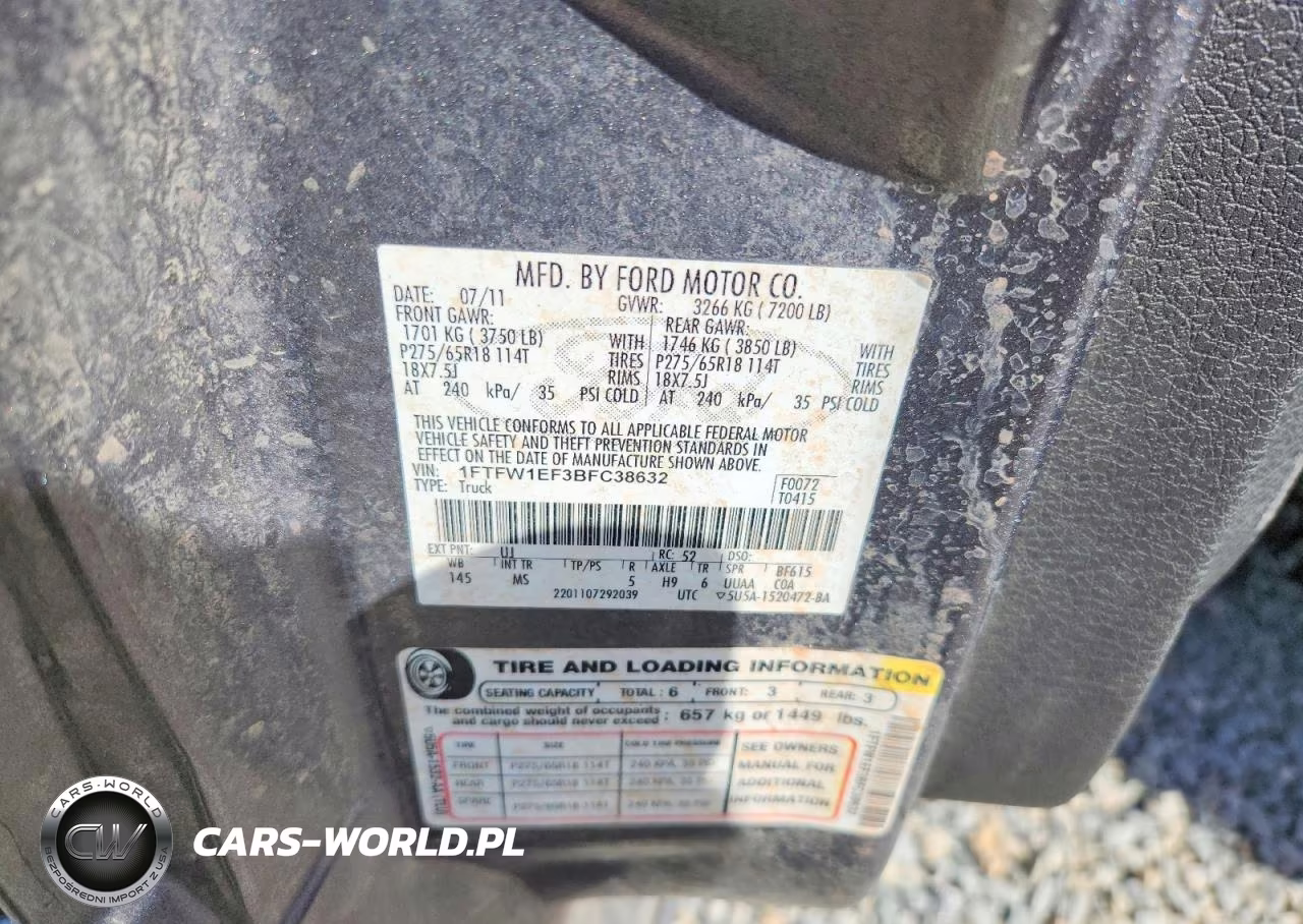 2011 Ford F150 Supercrew VIN:1FTFW1EF3BFC38632 - 12