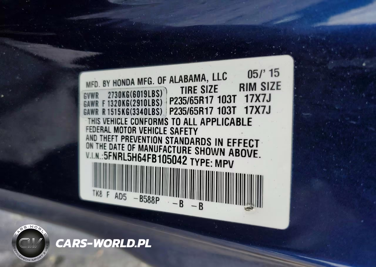 2015 Honda Odyssey Exl VIN:5FNRL5H64FB105042 - 13