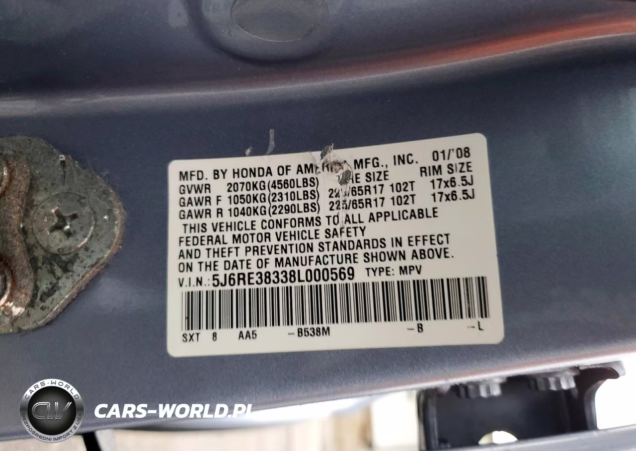 2008 Honda Cr-V Lx VIN:5J6RE38338L000569 - 13