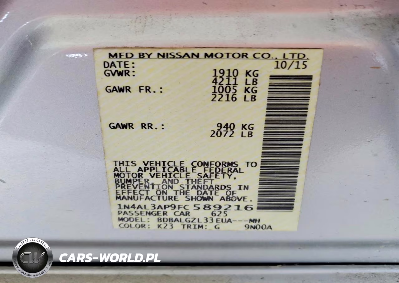 2015 Nissan Altima 2.5 S VIN:1N4AL3AP9FC589216 - 12