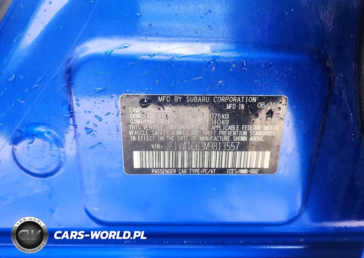 2021 Subaru Wrx Premium VIN:JF1VA1C63M9813557 - 13