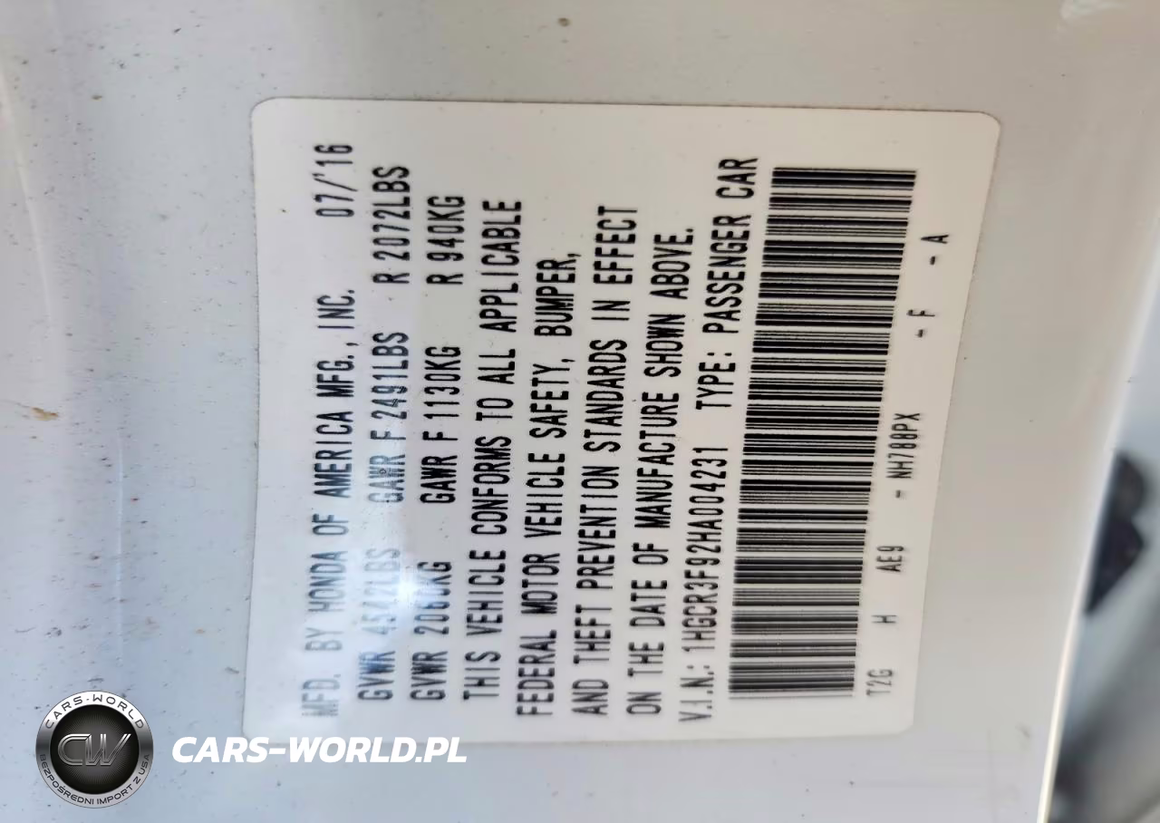 2017 Honda Accord Touring VIN:1HGCR3F92HA004231 - 12