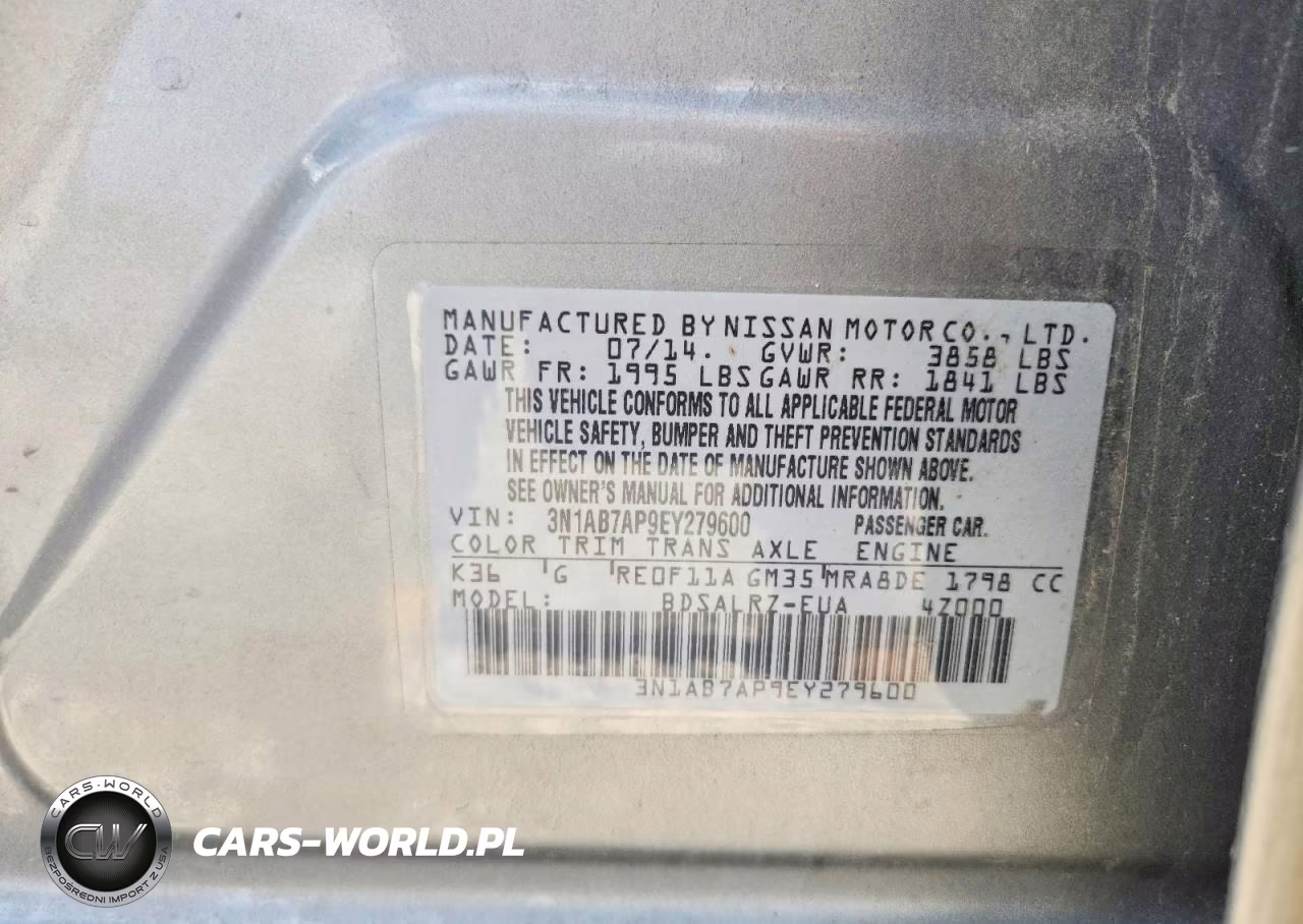 2014 Nissan Sentra Sr VIN:3N1AB7AP9EY279600 - 12