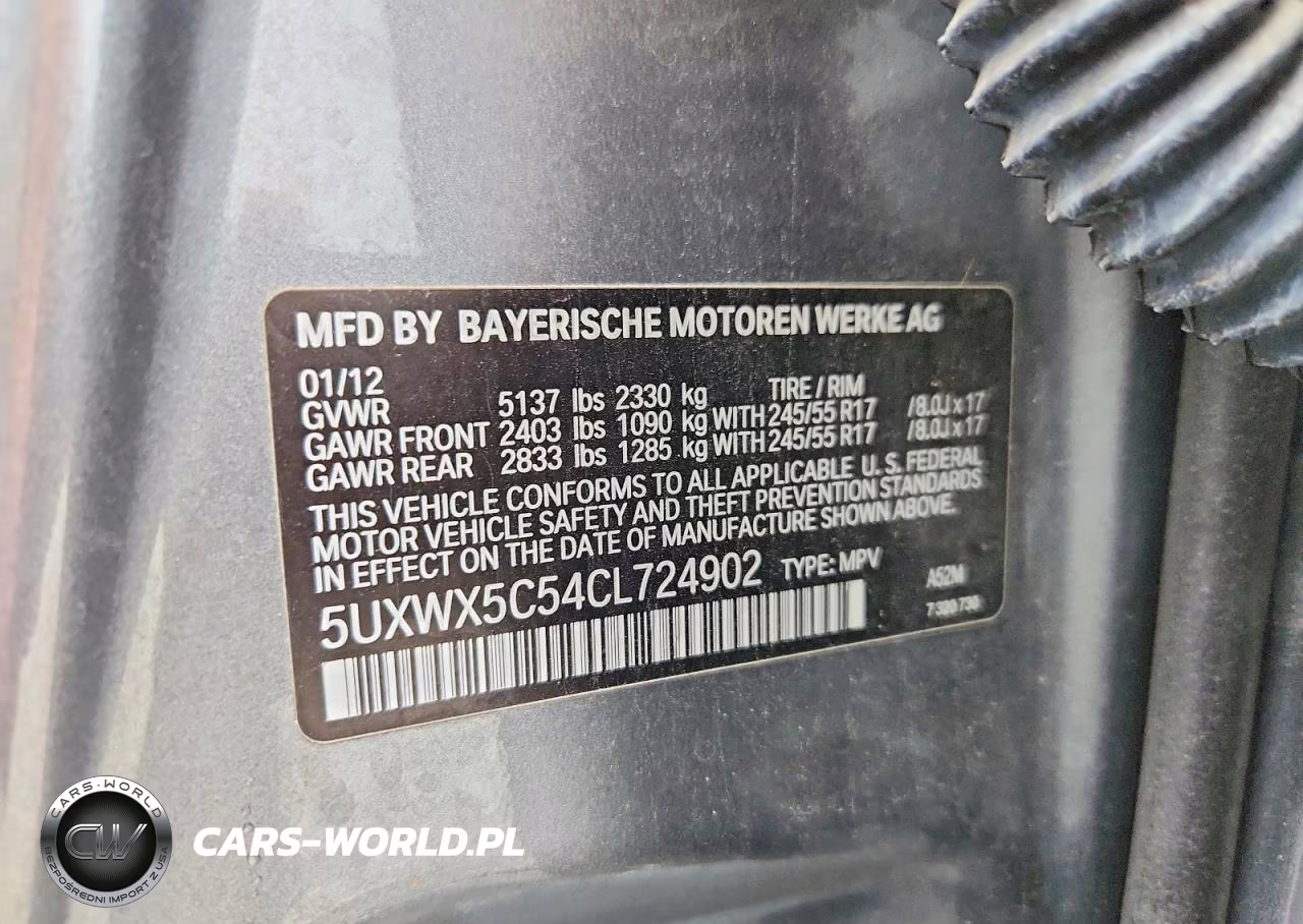 2012 BMW X3 xDrive28I VIN:5UXWX5C54CL724902 - 13