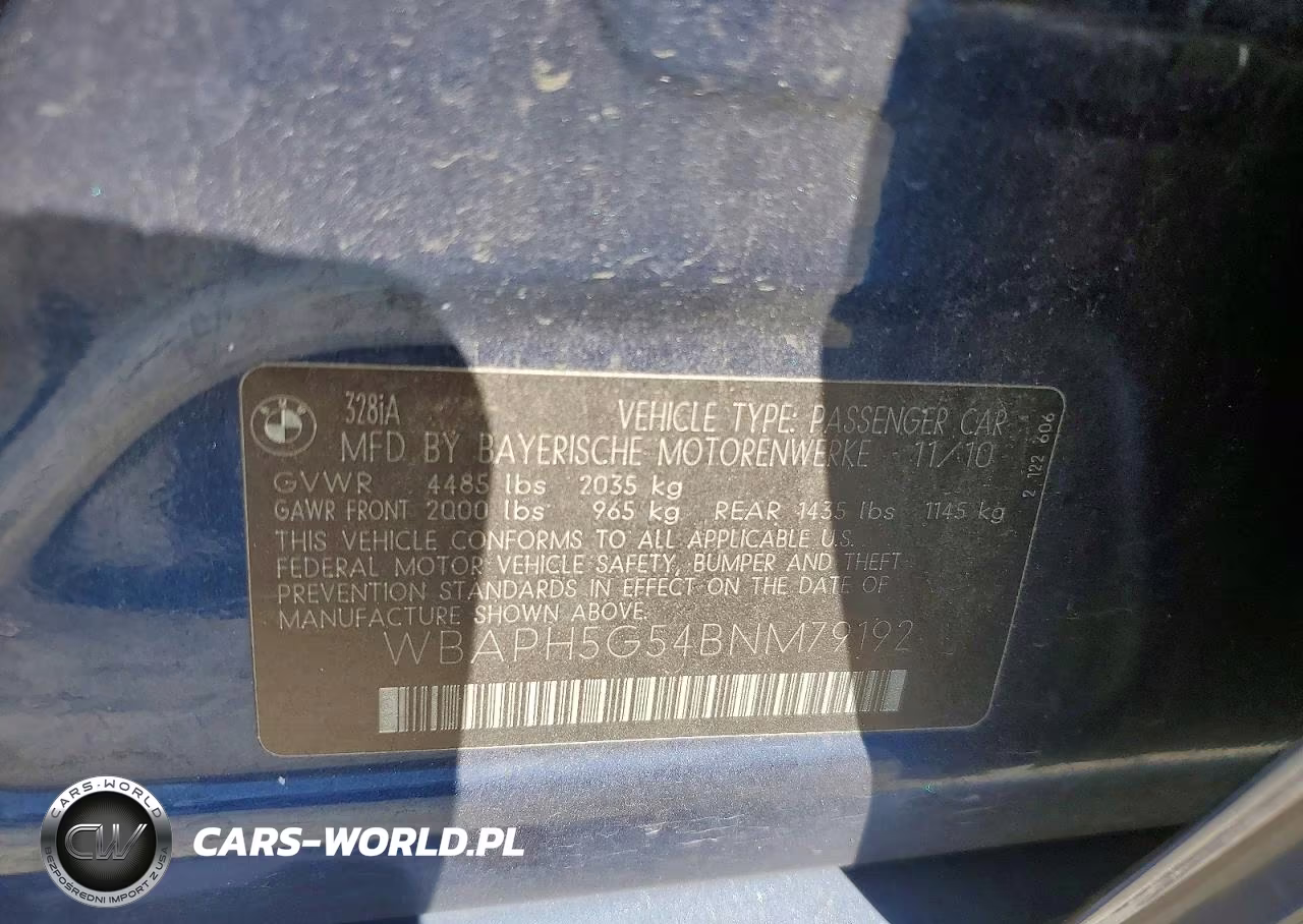 2011 BMW 328 I Sulev VIN:WBAPH5G54BNM79192 - 12