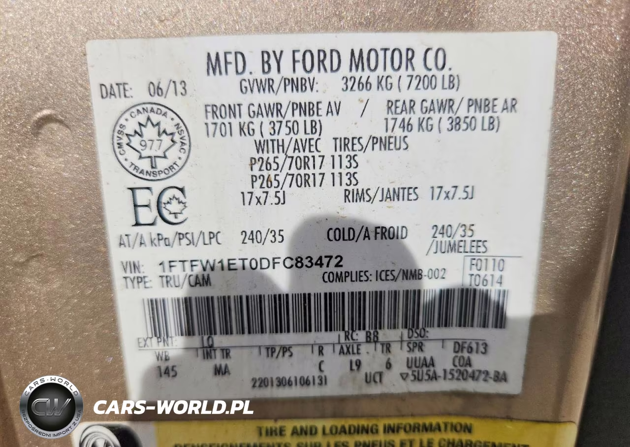2013 Ford F150 Supercrew VIN:1FTFW1ET0DFC83472 - 12