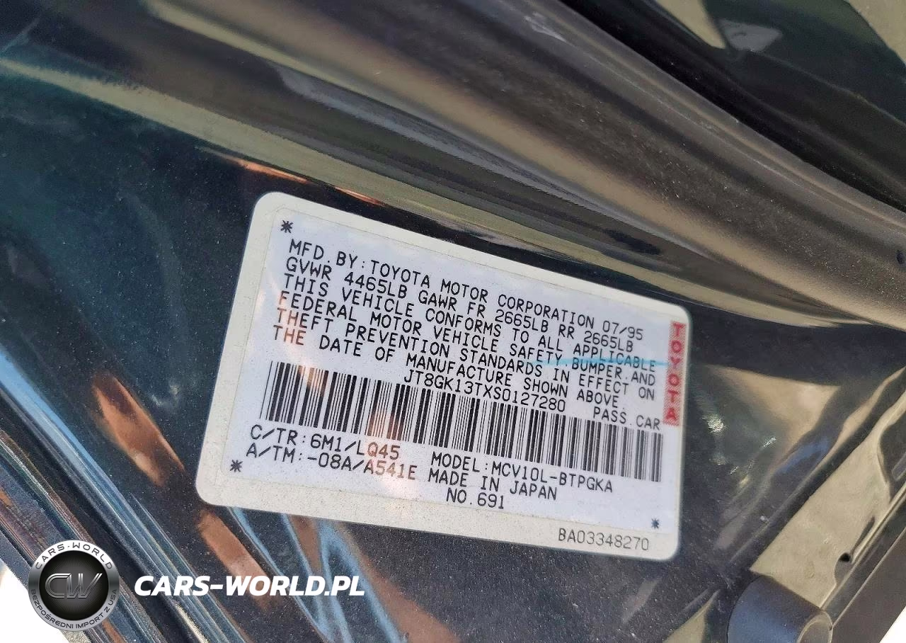 1995 Lexus Es 300 VIN:JT8GK13TXS0127280 - 12
