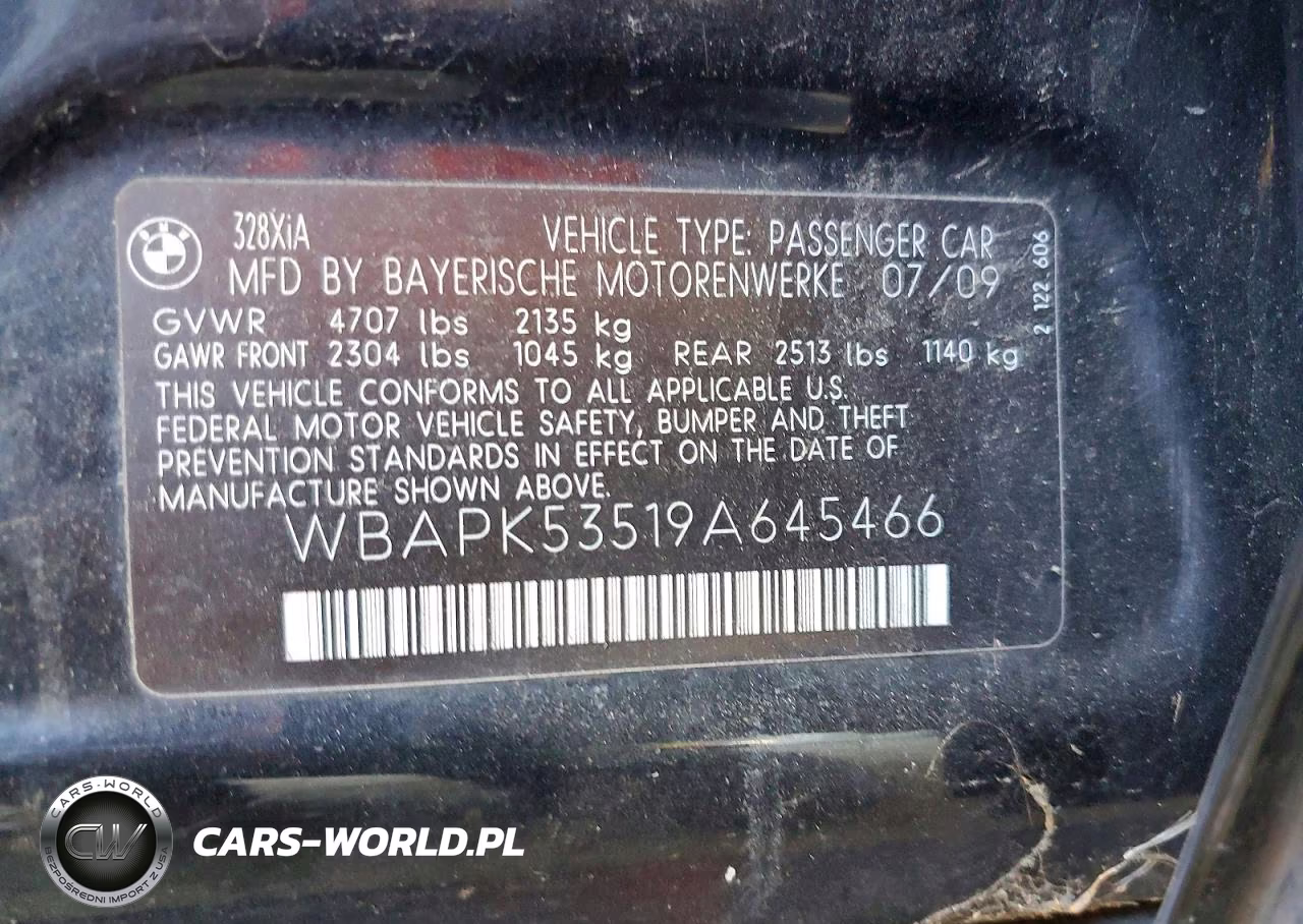 2009 BMW 328 Xi Sulev VIN:WBAPK53519A645466 - 12