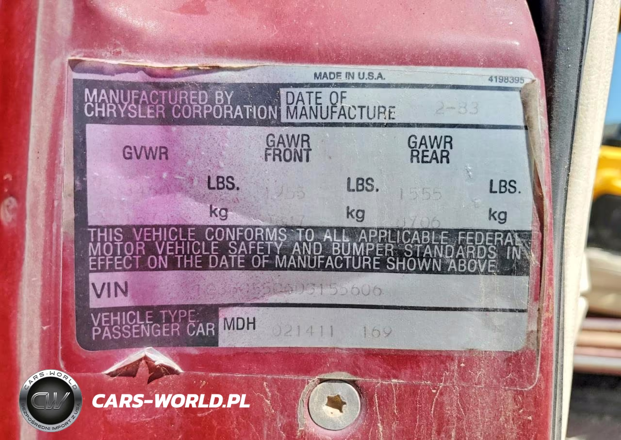 1984 Chrysler Lebaron VIN:1CSBC55C6DG155606 - 12