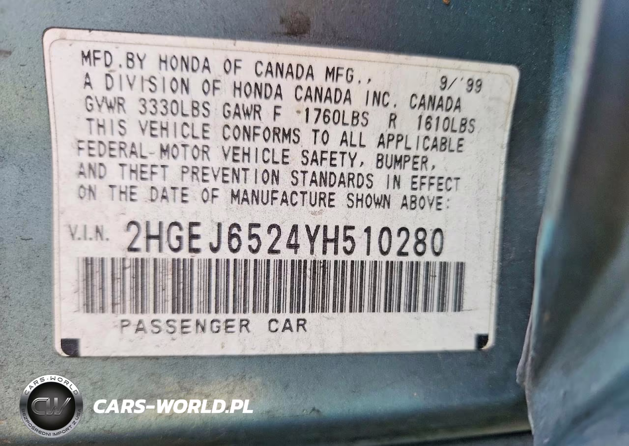 2000 Honda Civic Dx VIN:2HGEJ6524YH510280 - 12