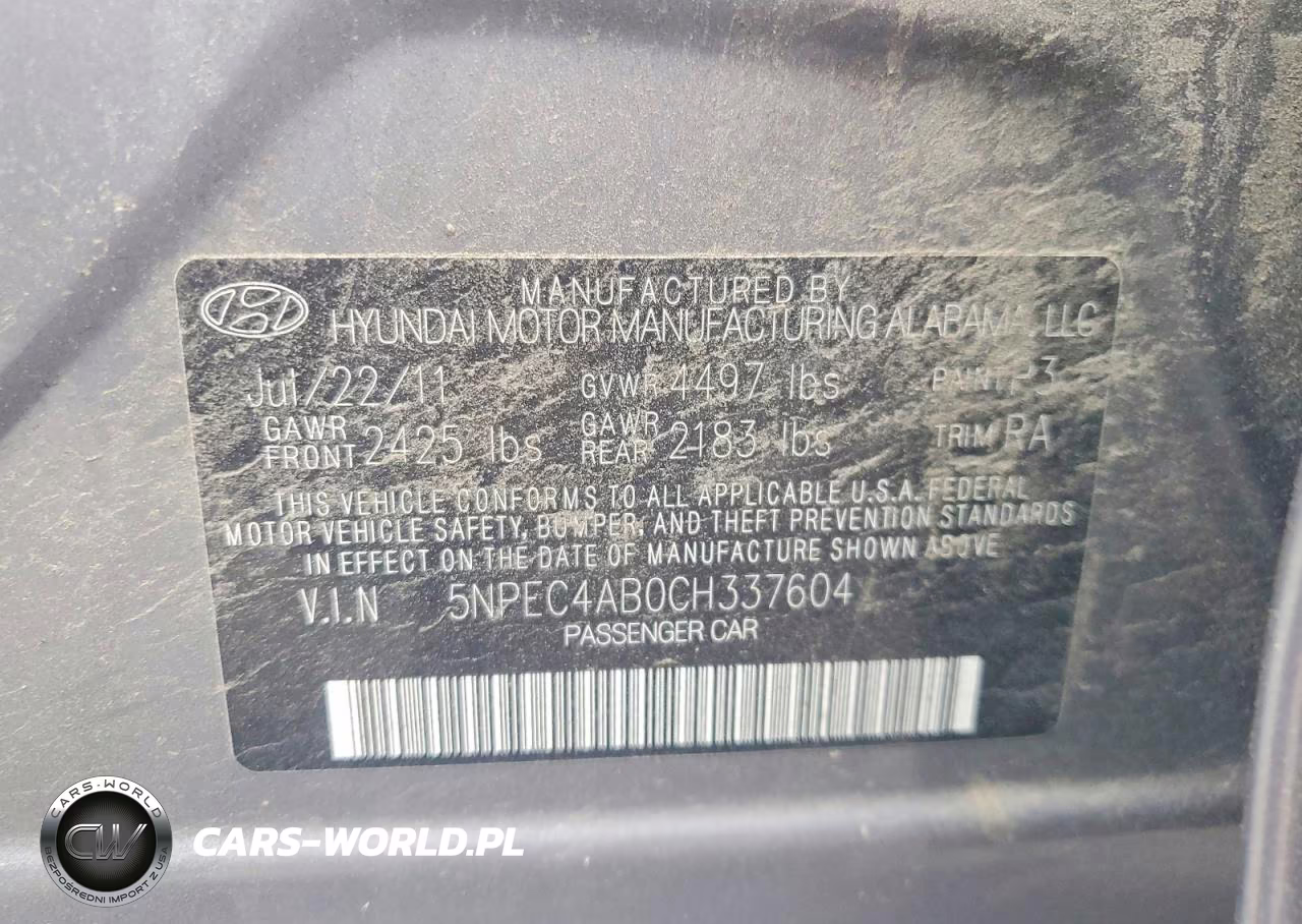 2012 Hyundai Sonata Se 2.0T VIN:5NPEC4AB0CH337604 - 12