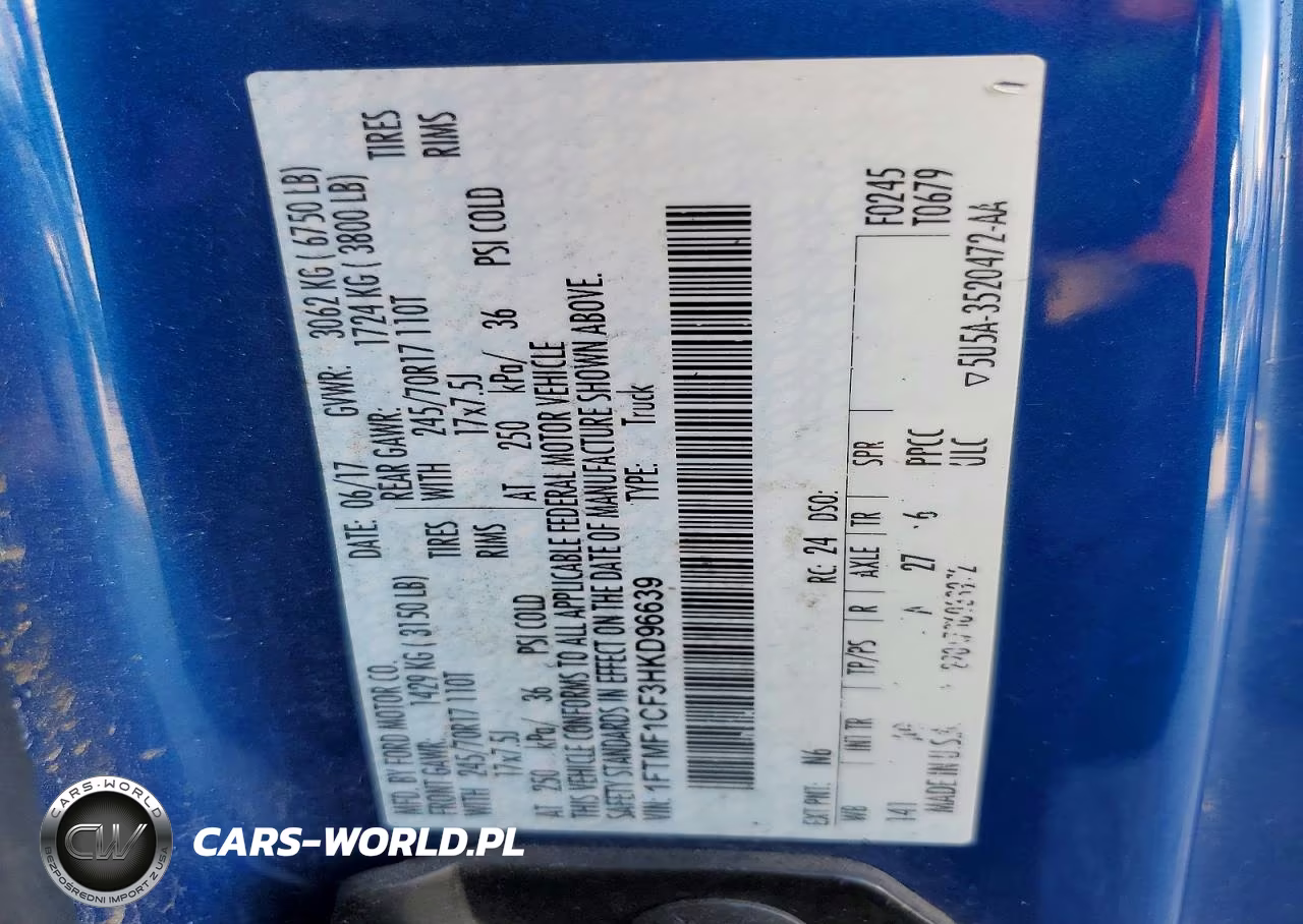 2017 Ford F150 VIN:1FTMF1CF3HKD96639 - 12