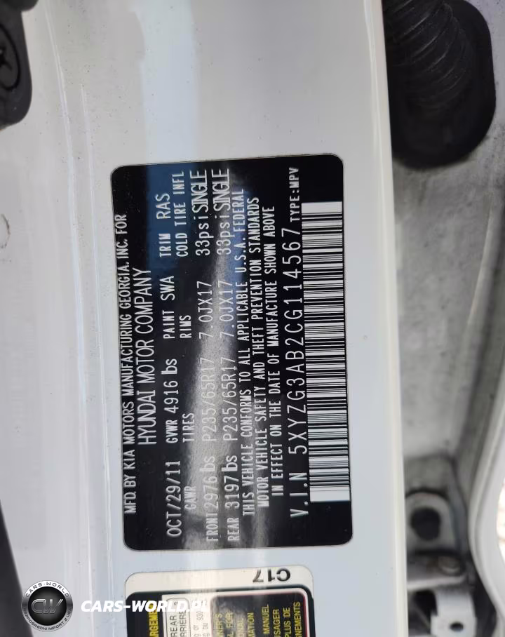 2012 Hyundai Santa Fe Gls VIN:5XYZG3AB2CG114567 - 13