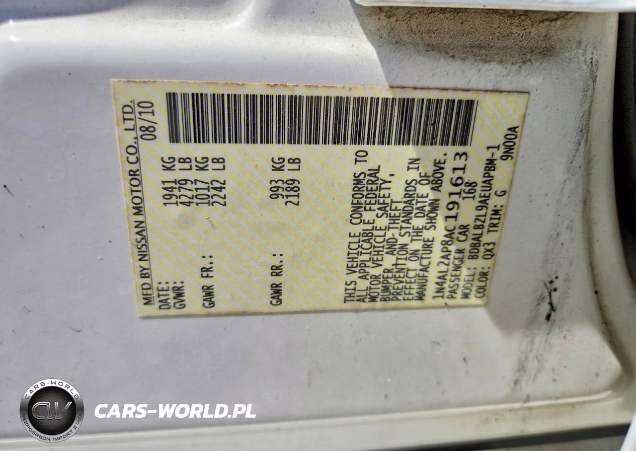 2010 Nissan Altima 2.5 VIN:1N4AL2AP8AC191613 - 12