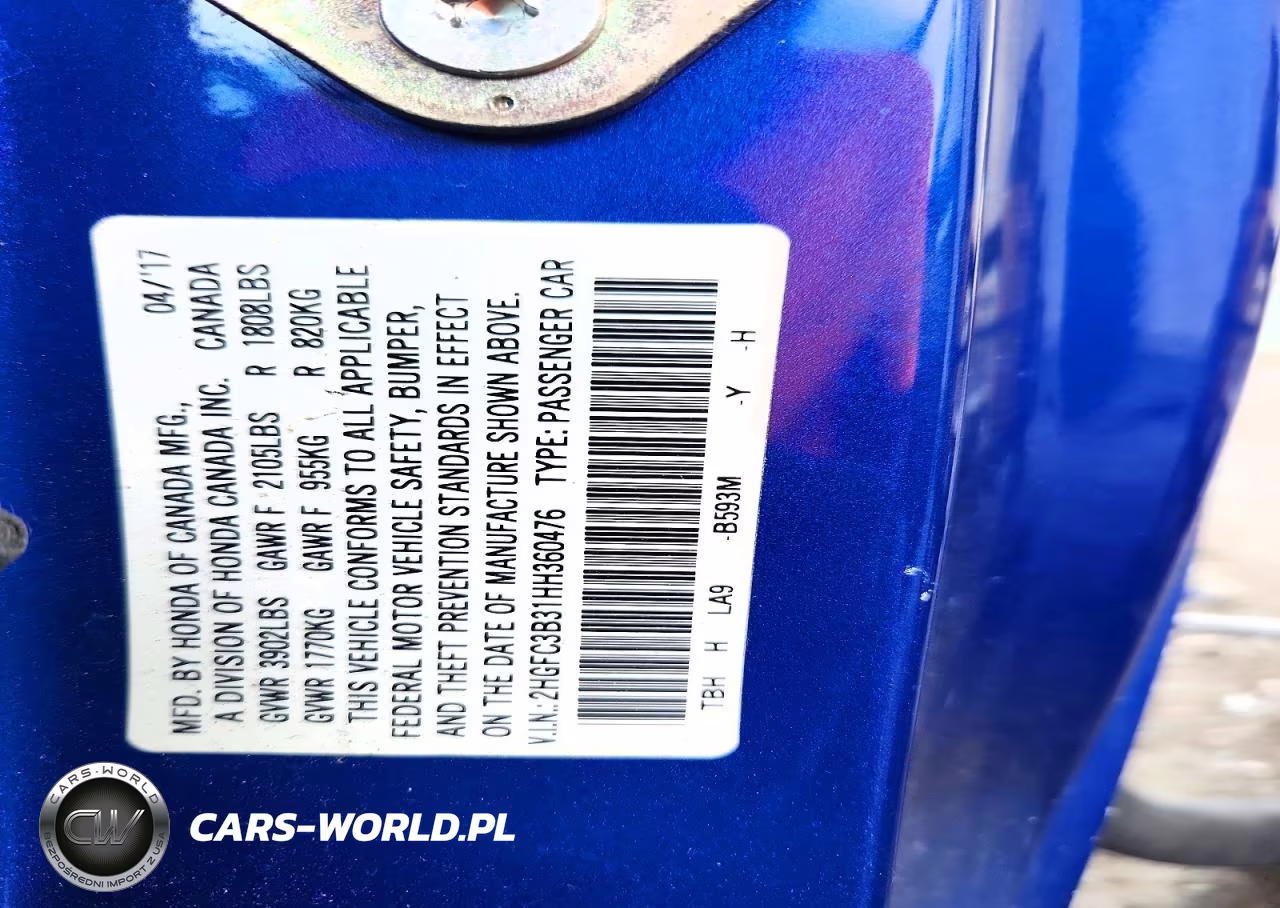 2017 Honda Civic Ex VIN:2HGFC3B31HH360476 - 12