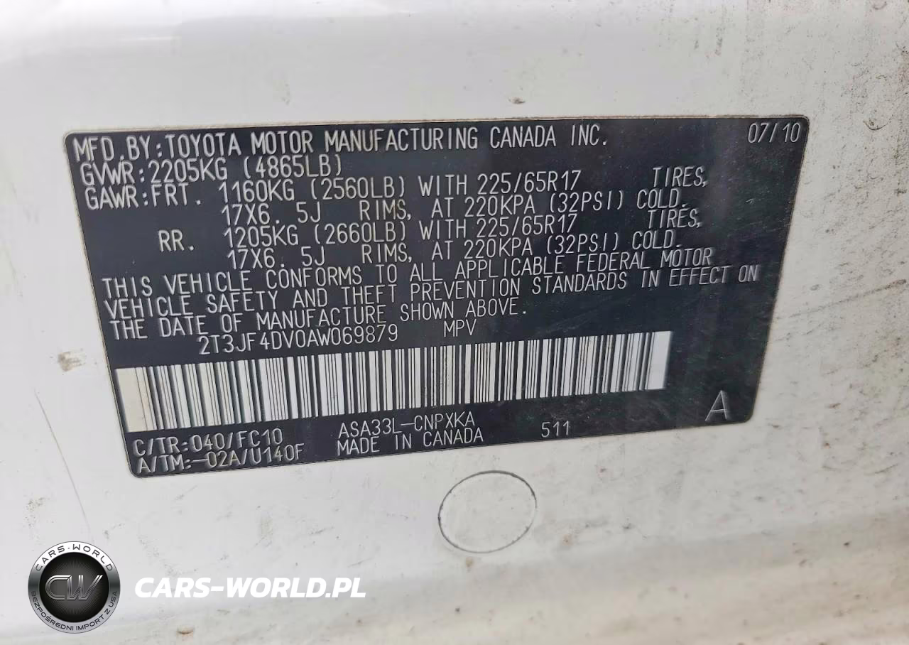 2010 Toyota Rav4 Base VIN:2T3JF4DV0AW069879 - 12