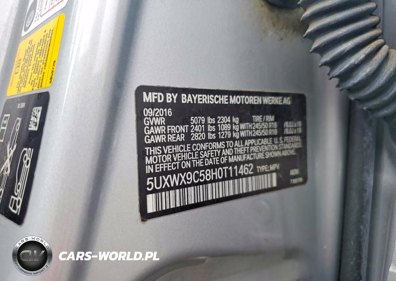 2017 BMW X3 xDrive28I VIN:5UXWX9C58H0T11462 - 12