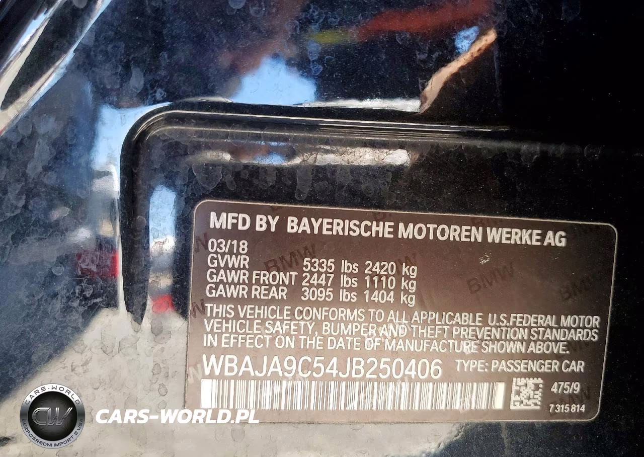 2018 BMW 530E VIN:WBAJA9C54JB250406 - 12