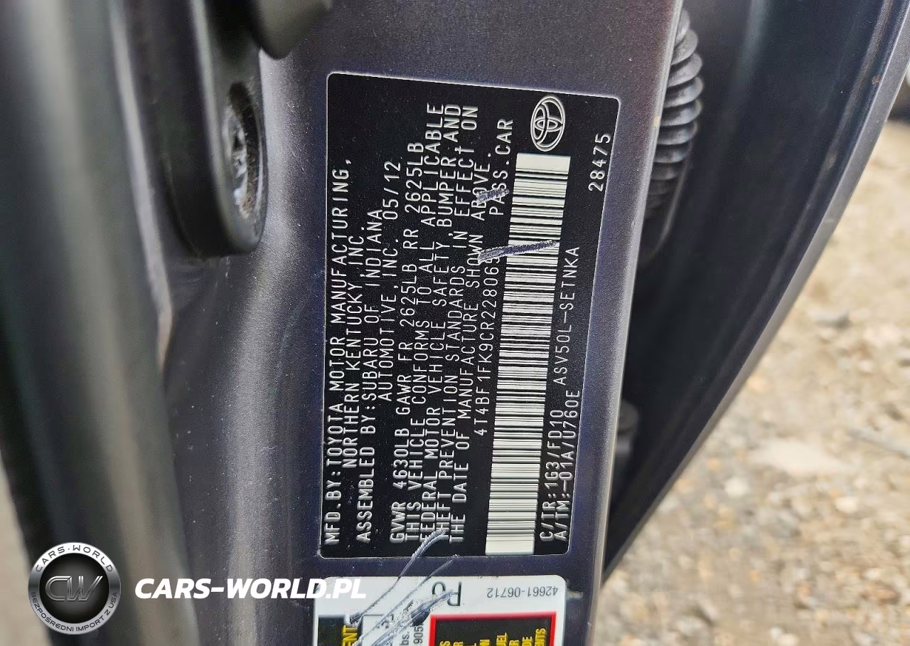 2012 Toyota Camry Le VIN:4T4BF1FK9CR228065 - 12