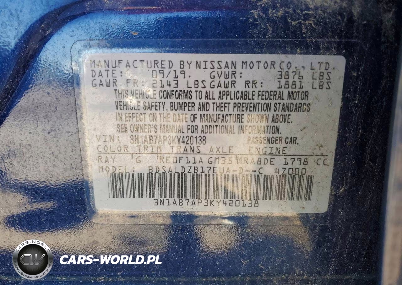 2019 Nissan Sentra Sv VIN:3N1AB7AP3KY420138 - 12