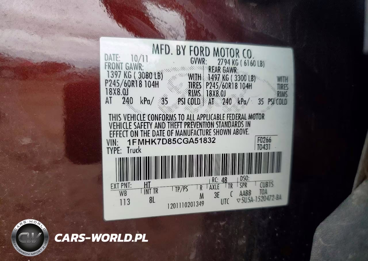 2012 Ford Explorer Xlt VIN:1FMHK7D85CGA51832 - 13
