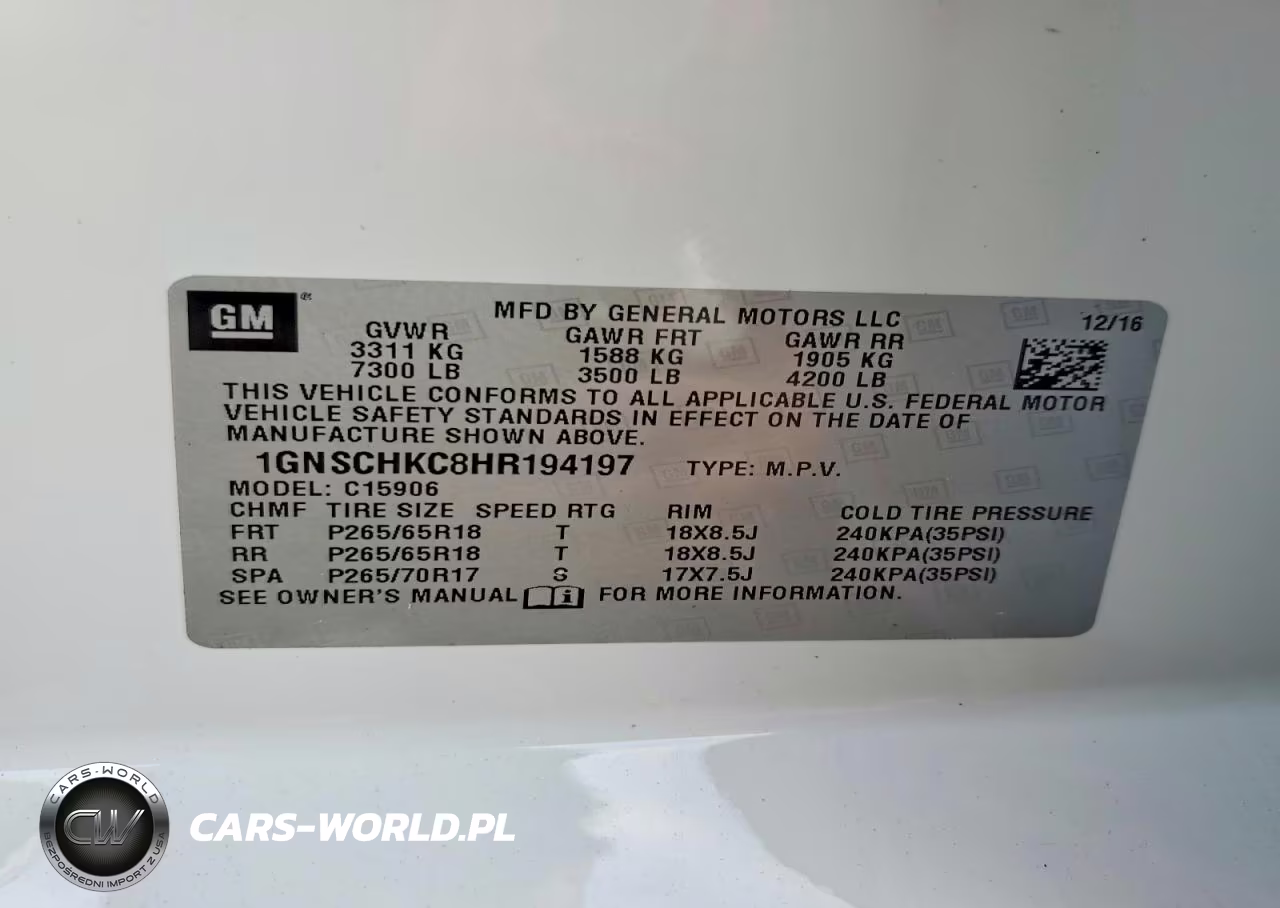 2017 Chevrolet Suburban C1500 Lt VIN:1GNSCHKC8HR194197 - 13