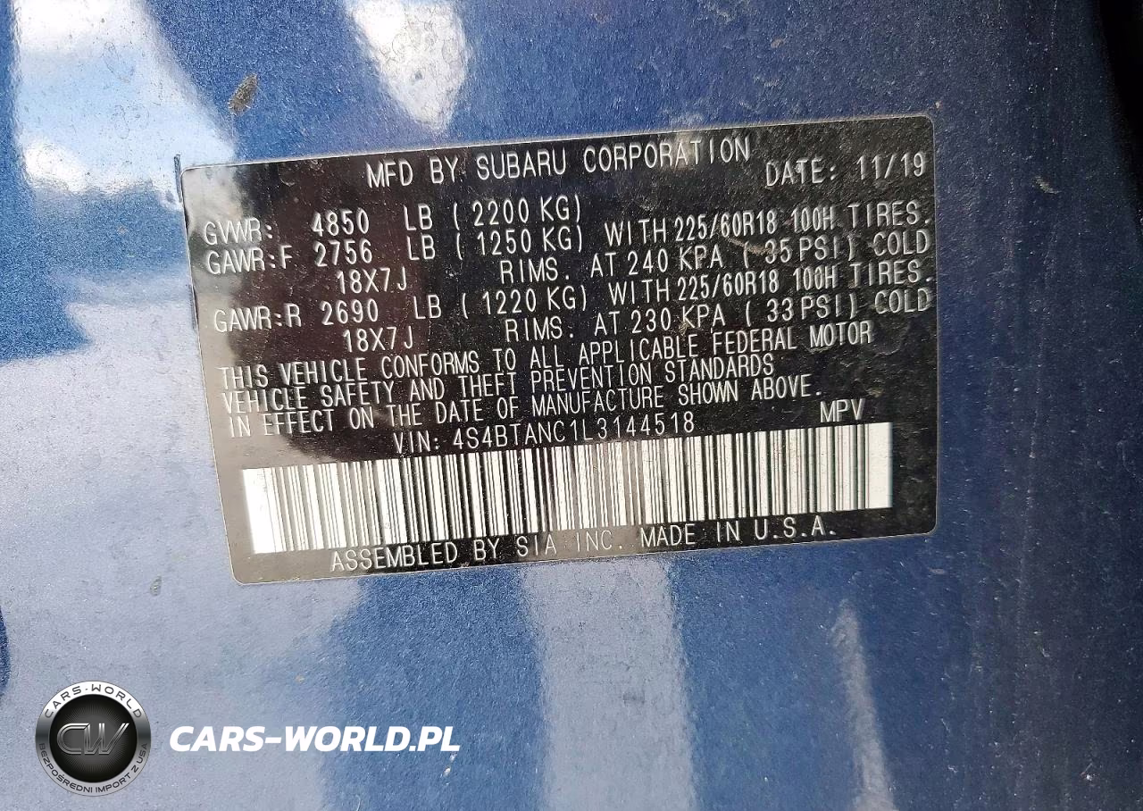 2020 Subaru Outback Limited VIN:4S4BTANC1L3144518 - 12