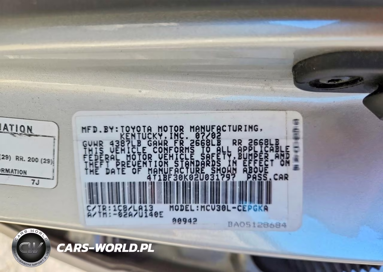 2002 Toyota Camry Xle V6 VIN:4T1BF30K02U031797 - 12