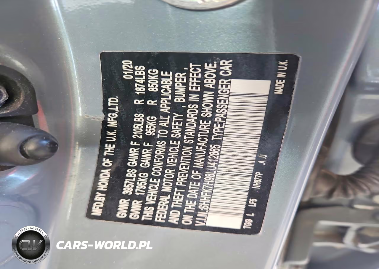 2020 Honda Civic Sport Touring VIN:SHHFK7H98LU412865 - 13