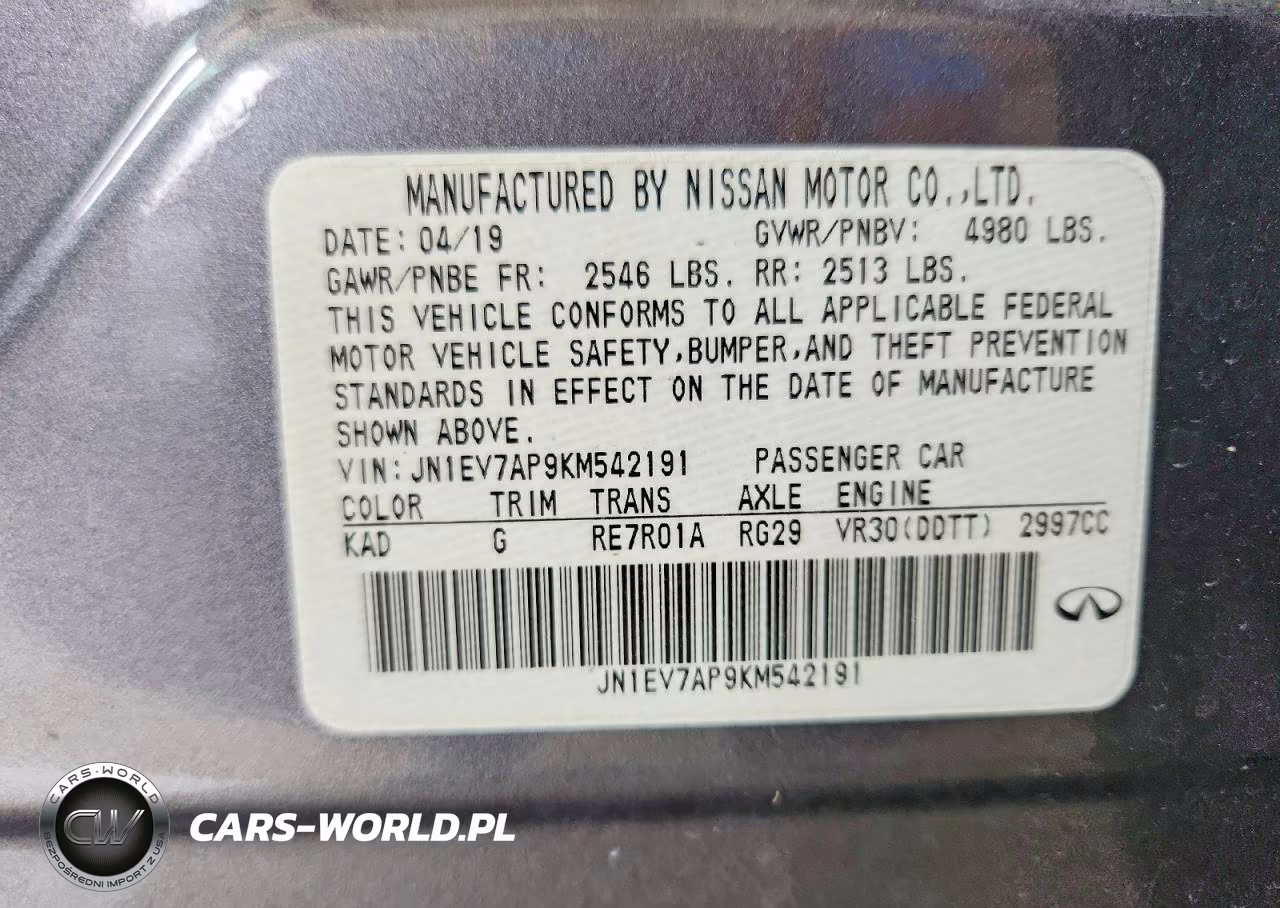 2019 Infiniti Q50 VIN:JN1EV7AP9KM542191 - 12