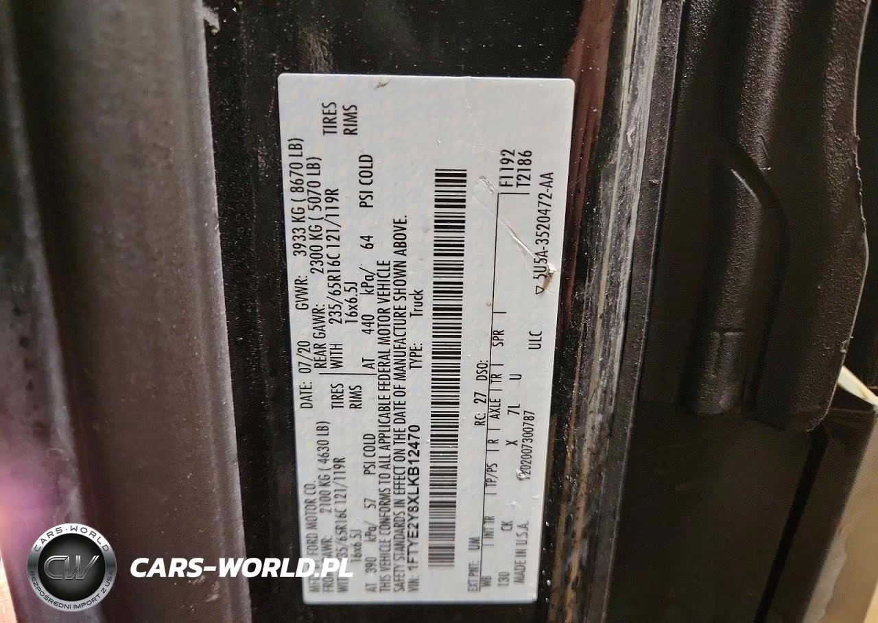 2020 Ford Transit T-150 VIN:1FTYE2Y8XLKB12470 - 13