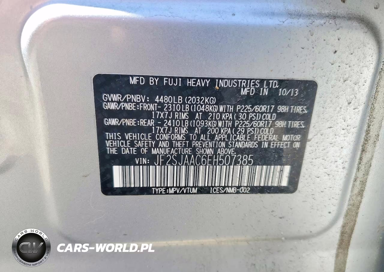 2014 Subaru Forester 2.5I VIN:JF2SJAAC6EH507385 - 13