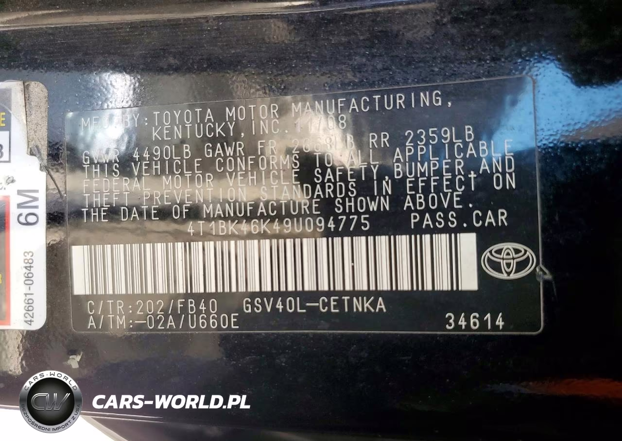 2009 Toyota Camry Le V6 VIN:4T1BK46K49U094775 - 12