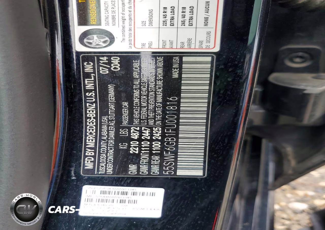 2015 Mercedes-Benz C 400 4Matic VIN:55SWF6GB1FU001816 - 12